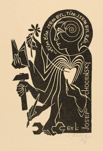 Exlibris by Ladislav Rusek from Czech Republic for Josef Chocensky - Working 