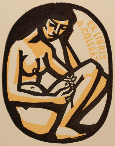 Exlibris by Ladislav Rusek from Czech Republic for Albert Collart - Woman Nude 