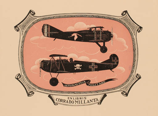Exlibris by Italo Zetti from Italy for Corrado Millanta - Aircraft 