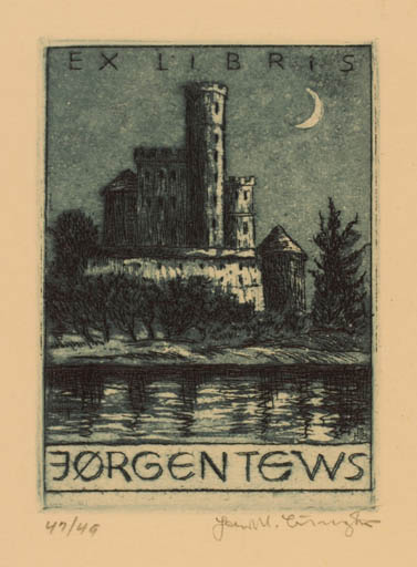 Exlibris by Hans Michael Bungter from Germany for Jørgen Tews - Castle/Palace 