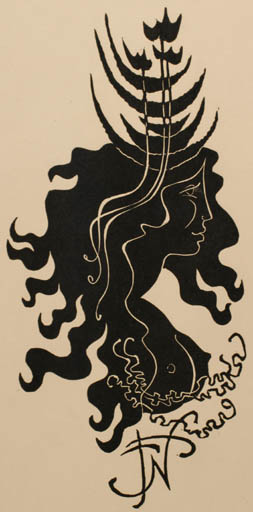 Exlibris by Ladislav Rusek from Czech Republic for ? F. N. - Woman 