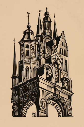 Exlibris by Anatolij Kalaschnikow from Russia for Josef De Belder - Architecture 