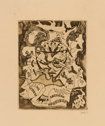 Exlibris by Grazina Didelyte from Lithuania for Laimono Noreikos - Abstract 