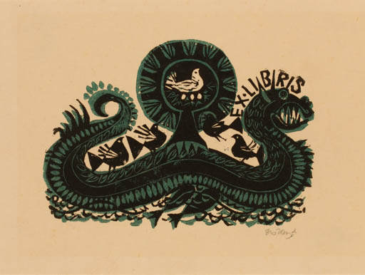 Exlibris by Lenke Diskay from Hungary for ? ? - Fable Animal 