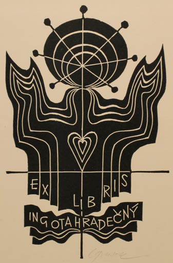 Exlibris by Ladislav Rusek from Czech Republic for Ing. Otakar Hradecny - Religion 