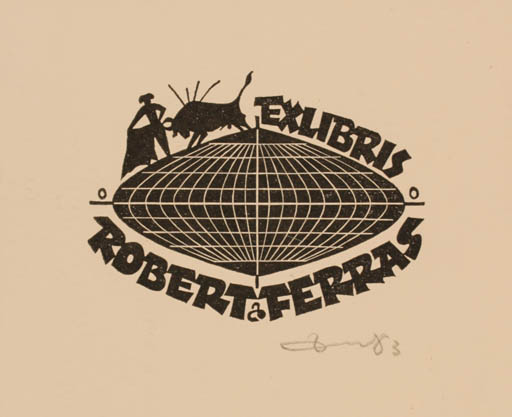 Exlibris by Zbigniew Dolatowski from Poland for Robert Ferras - Globe 