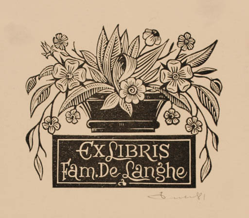 Exlibris by Zbigniew Dolatowski from Poland for Fam. de Langhe - Flora 