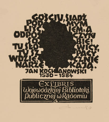 Exlibris by Zbigniew Dolatowski from Poland for Jan Kochanowski - Text/Writing 