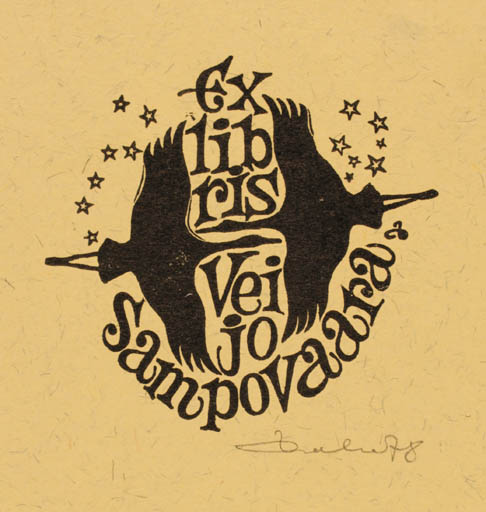Exlibris by Zbigniew Dolatowski from Poland for Veijo Sampovaara - Bird 
