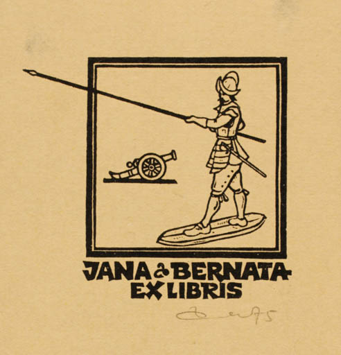 Exlibris by Zbigniew Dolatowski from Poland for Jana Bernata - Military/War 
