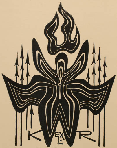 Exlibris by Ladislav Rusek from Czech Republic for ? K. R. - Abstract 