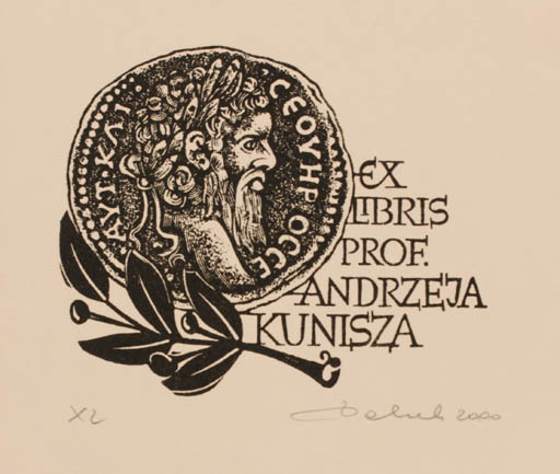 Exlibris by Zbigniew Dolatowski from Poland for Andrzeja Kunisza - Portrait 