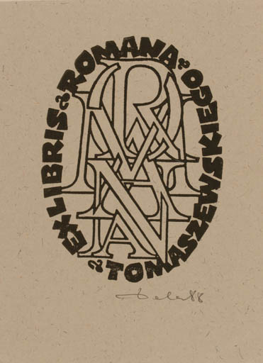 Exlibris by Zbigniew Dolatowski from Poland for Romana Tomaszewskiego - Monogram Text/Writing 