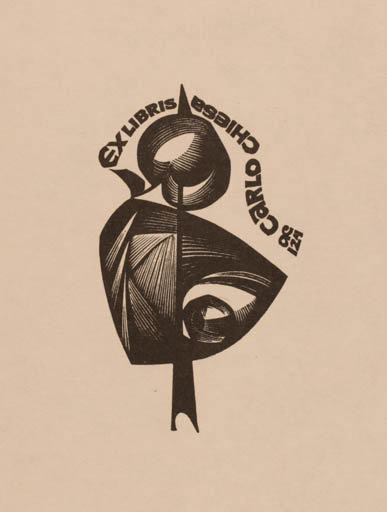 Exlibris by Anatolij Kalaschnikow from Russia for Carlo Chiesa - Abstract 