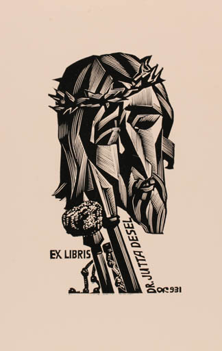 Exlibris by Anatolij Kalaschnikow from Russia for Jutta Dr. Desel - Portrait Religion 