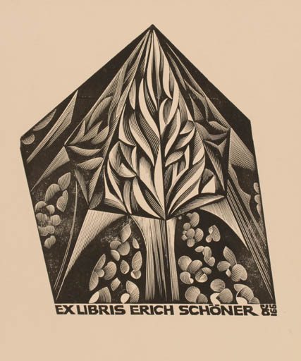 Exlibris by Anatolij Kalaschnikow from Russia for Erich Schøner - Flora 