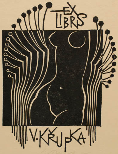 Exlibris by Ladislav Rusek from Czech Republic for Vaclav Krupka - Woman 