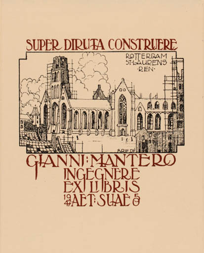 Exlibris by Johan Briedé from Netherland for Gianni Mantero - Architecture Church 