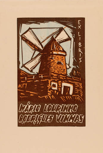 Exlibris by Kàroly Andrusko from Yugoslavia for Mario Rodrigues Vinhas - Mill 
