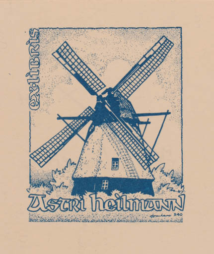 Exlibris by Hans Chr. Hornhaver from Denmark for Astri Heilmann - Mill 