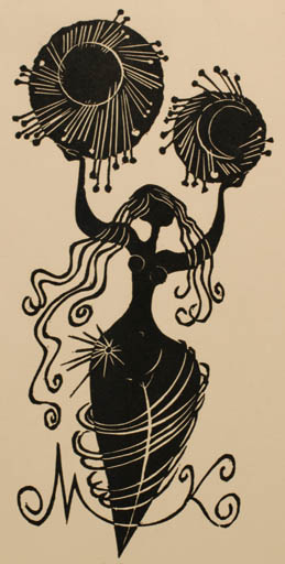 Exlibris by Ladislav Rusek from Czech Republic for ? M. K. - Woman 