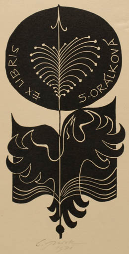 Exlibris by Ladislav Rusek from Czech Republic for Stana Oralkova - Book Bird 