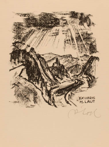 Exlibris by Rudolf Koch from Germany for Dr. Hans Laut - Scenery/Landscape 