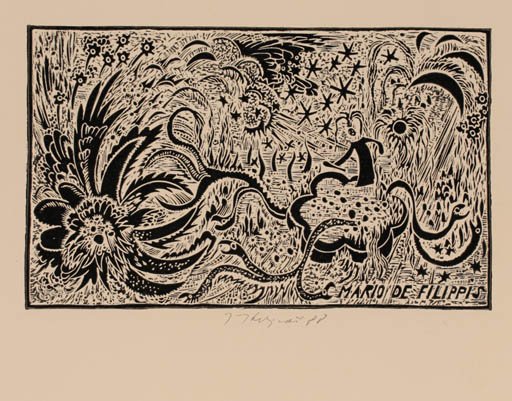 Exlibris by Jana Krejcova from Czechoslovakia for Mario de Filippis - Abstract 
