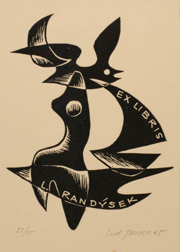 Exlibris by Ladislav Rusek from Czech Republic for Lumir Randysek - Abstract Bird 