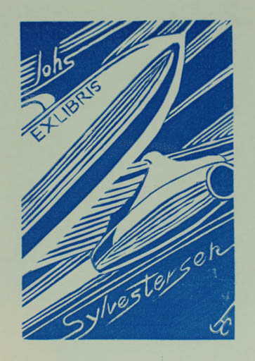 Exlibris by Henry Carlo Skov from Denmark for Johs. Sylvestersen - Aircraft 