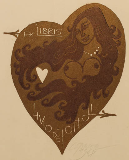 Exlibris by Ladislav Rusek from Czech Republic for Livio de Toffoli - Woman Romance 