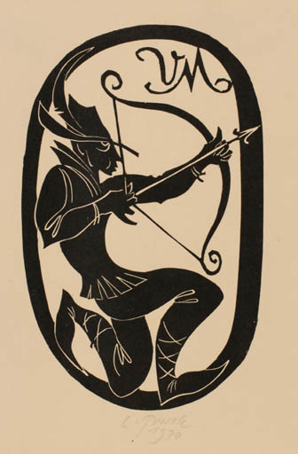 Exlibris by Ladislav Rusek from Czech Republic for ? V. M. - Man Weapon 