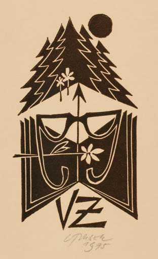 Exlibris by Ladislav Rusek from Czech Republic for ? V. Z. - Book Tree 