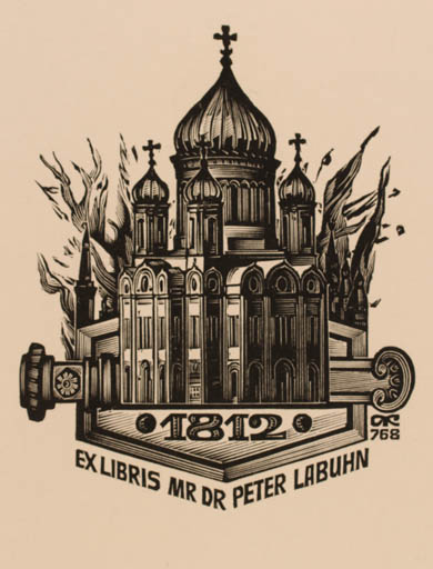 Exlibris by Anatolij Kalaschnikow from Russia for Dr. Peter Labuhn - Architecture Church 