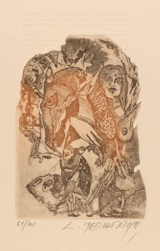 Exlibris by Leo Bednarik from Slovenia for Dr. Peter Labuhn - Mythology Pegasus Surrealism 