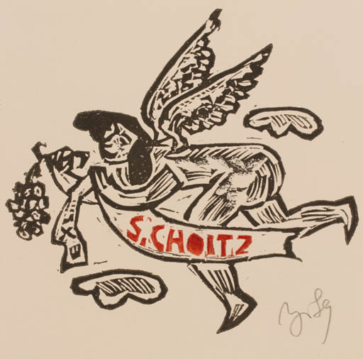 Exlibris by Valerijonas Vytautas Jucys from Lithuania for Siegfried Choitz - Angel 