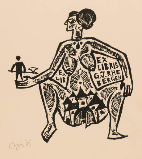 Exlibris by Valerijonas Vytautas Jucys from Lithuania for G. Jan Rhebergen - Woman 