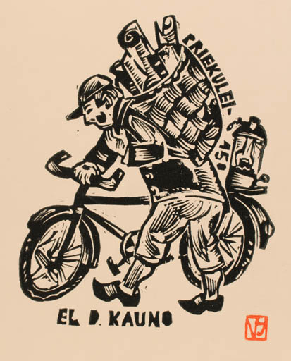 Exlibris by Valerijonas Vytautas Jucys from Lithuania for D. Kauno - Man 