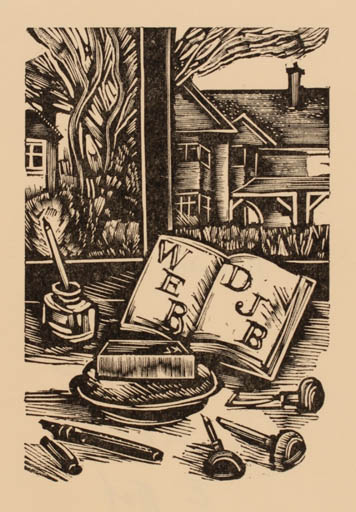 Exlibris by Kenneth Lindsay from Great Britain for Prof. William Ettler Butler - Book 