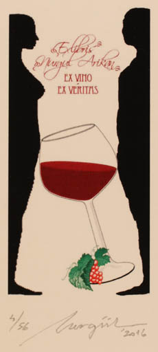 Exlibris by Nurgül Arikan from Turkey for Nurgül Arikan - Wine 
