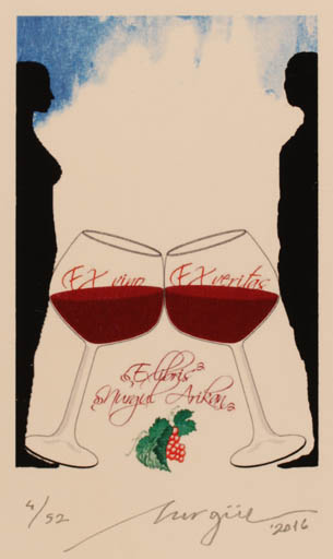 Exlibris by Nurgül Arikan from Turkey for Nurgül Arikan - Wine 