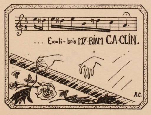 Exlibris by Antoinette Caclin from France for Riam Caclin - Music 
