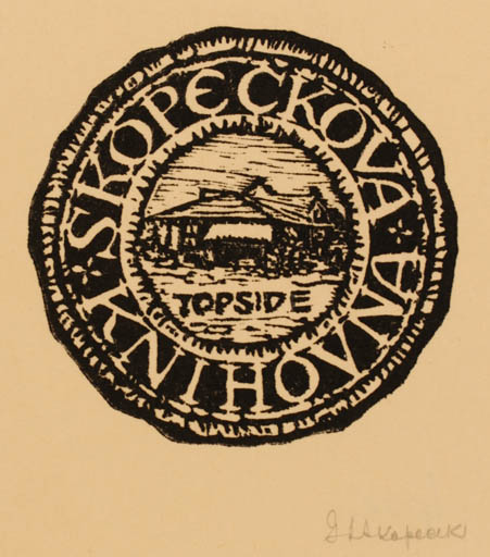 Exlibris by G. R. Skopecek from USA for Skopeckova Knihovna - 