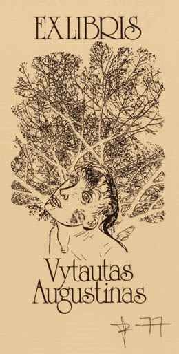 Exlibris by Joseph Sodaitis from USA for Vytautas Augustinas - Woman 