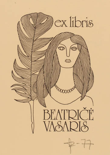 Exlibris by Joseph Sodaitis from USA for Beatrice Vasaris - Woman 