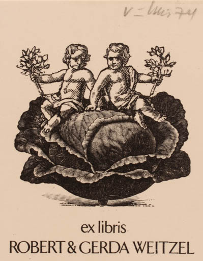 Exlibris by Vytautas O. Virkau from USA for Robert & Gerda Weitzel - Child Flora 