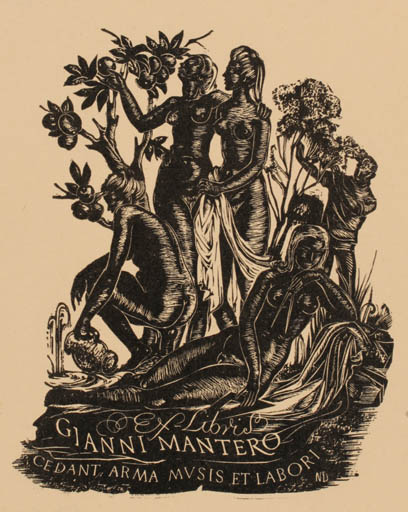 Exlibris by Nelly Degouy from Belgium for Gianni Mantero - Group Woman 