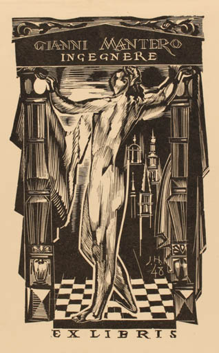 Exlibris by Jos Hendrickx from Belgium for Gianni Mantero - City Woman 