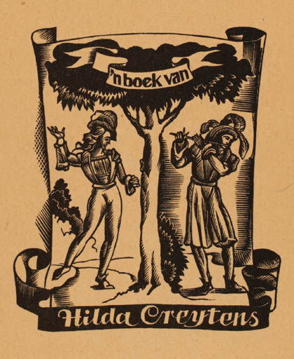 Exlibris by Luc de Jaegher from Belgium for Hilda Creytens - Man 