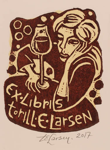 Exlibris by Torill  Elisabeth Larsen from Norway for Torill  Elisabeth Larsen - Woman Wine 